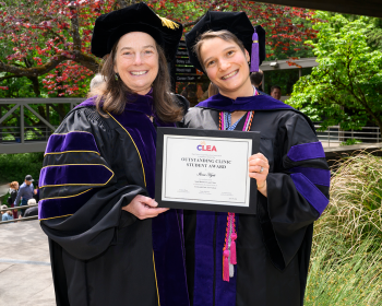 Ilona Hyatt and Susan Felsteiner with CLEA Award