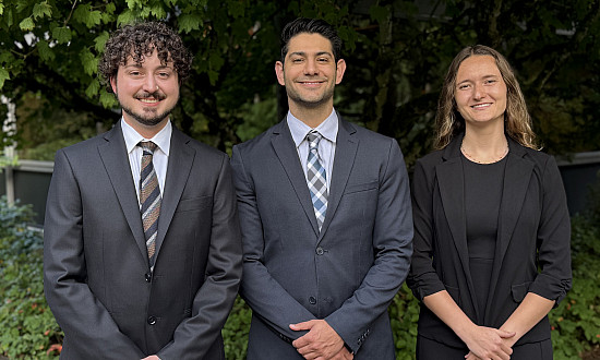 Multnomah Bar Association (MBA) Fellows: Finn Johnson, Hooman Dadkho, and Christina Smith.