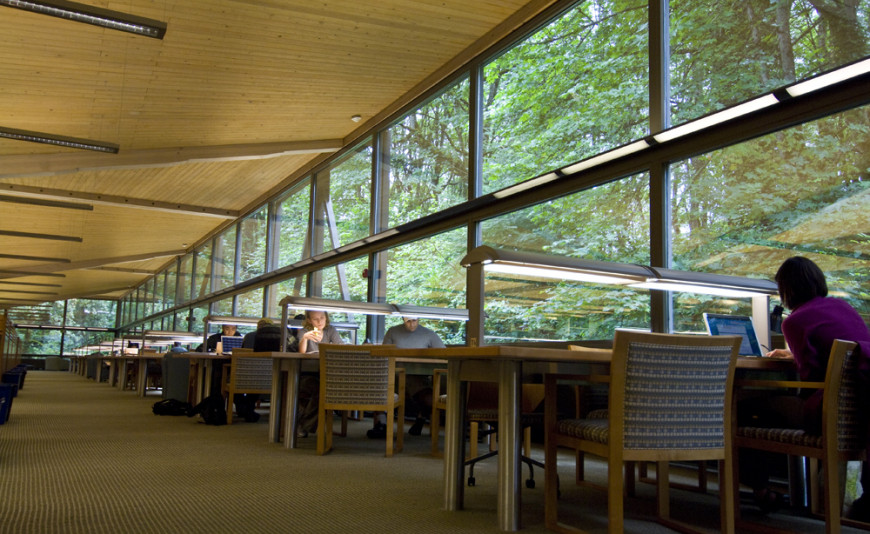 Students at work in Boley. The quiet study area in Boley Law Library overlooks the forest and provides a meditative space where students ...