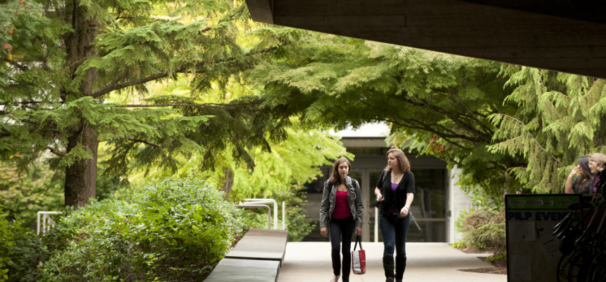 Walking out of Wood Hall toward the McCarty breezeway. Named in honor of Louise and Erskine Wood Sr., longtime supporters of the law scho...