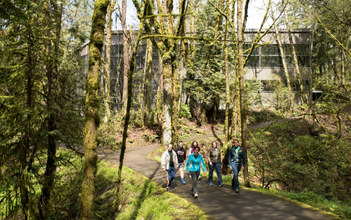 Professor Janet Steverson leads students on a hike through Tryon Creek. Lewis & Clark Law provides a rigorous, yet collegial learning...