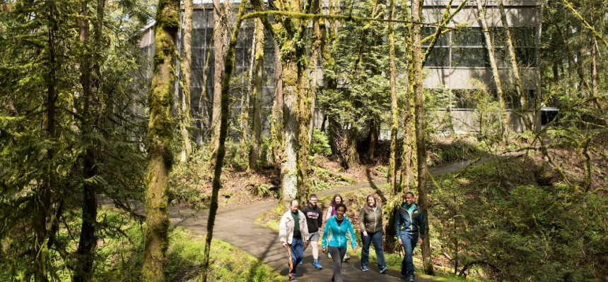 Professor Janet Steverson leads students on a hike through Tryon Creek. Lewis & Clark Law provides a rigorous, yet collegial learning...