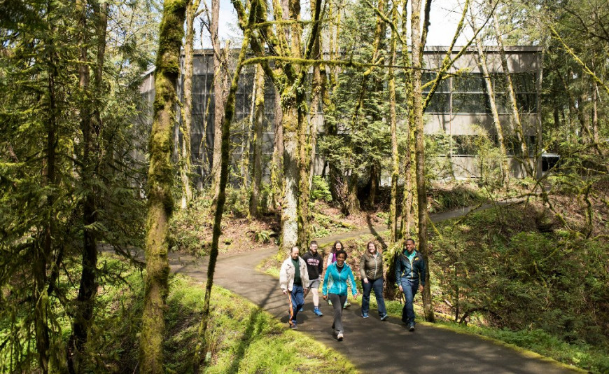 Professor Janet Steverson leads students on a hike through Tryon Creek. Lewis & Clark Law provides a rigorous, yet collegial learning...