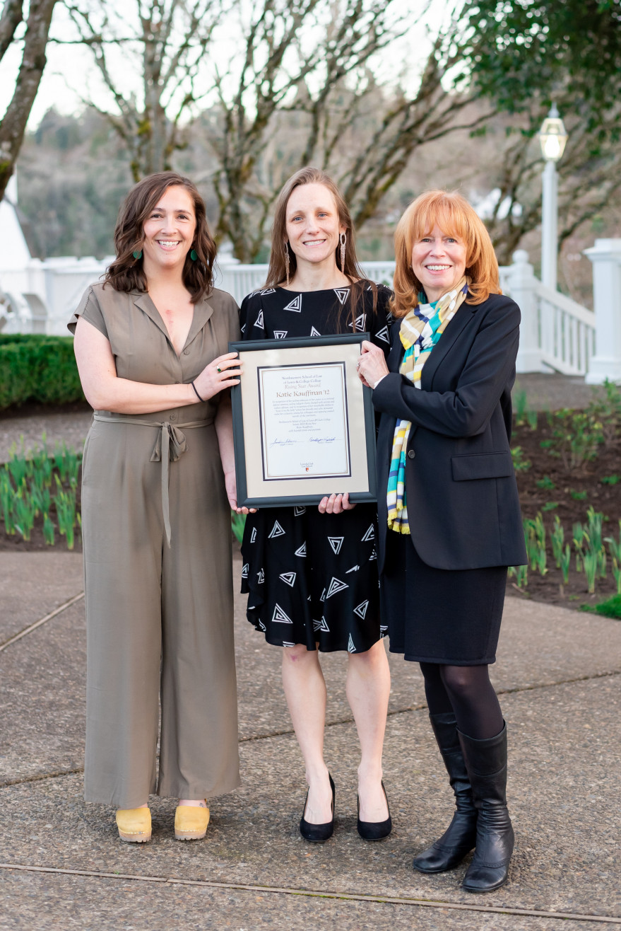 Marina Spencer '18, Katie Kauffman '12, Dean Jennifer Johnson