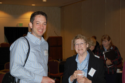 Conference sponsor Josh Lamborn of the Law Office of Josh Lamborn, P.C. with Oregon Crime Victim Law Center pro bono attorney Lillian Sal...