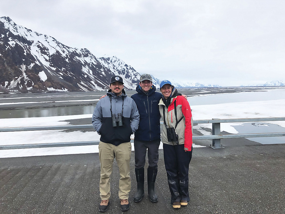 Matt Campa '22, David Krause of Audubon Alaska, and River Gates, the Pacific Shorebird Conservation Initiative Coordinator for Audubon Am...