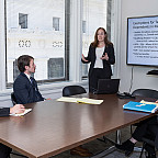 A teaching moment (LtoR) Bree Yamada '24, Tanner Baloh '24, Professor Sarah Lora (LITC director), and Meg Jones '24.