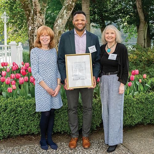 (L to R) Dean Jennifer Johnson, Jeremiah Rigsby '14 and Molly Marcum '82.