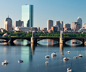 Boston skyline over the Charles river