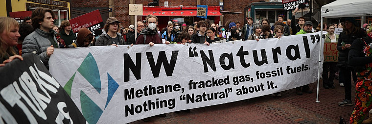 Breach Collective picture of protest against NW Natural