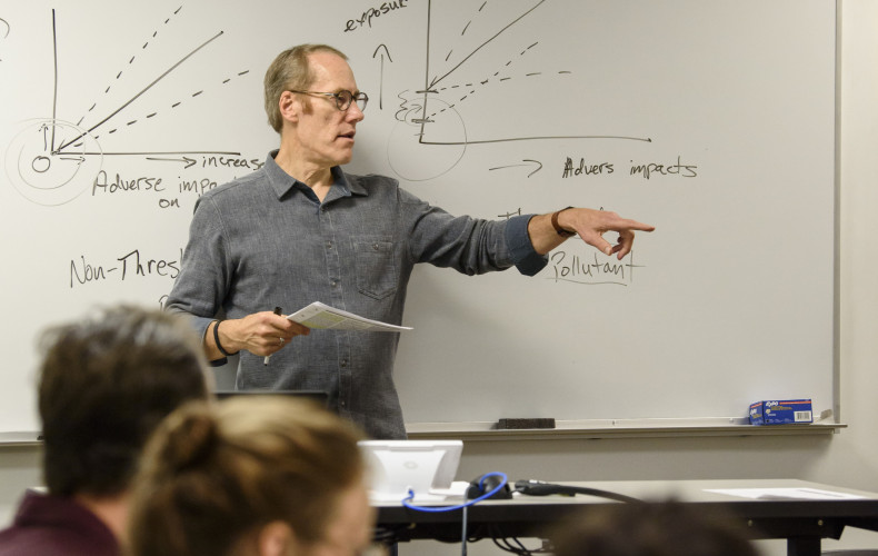 Environmental law prof Dan Rohlf in the classroom.