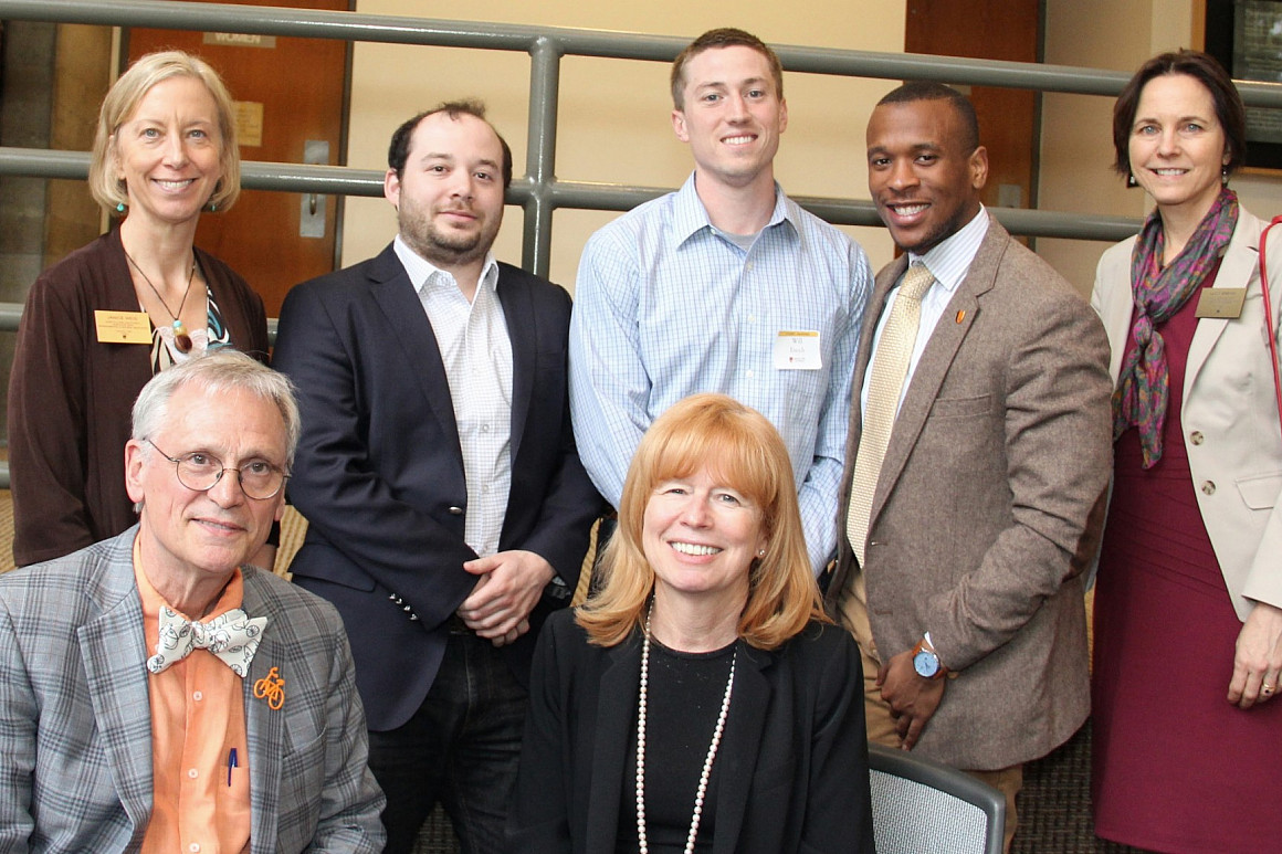 From left to right (top): Assoc. Dean Janice Weis, Lev Blumenstein (Editor-in-Chief of the Environmental Law journal), William Enoch (inc...