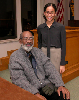 Robinson with Rahna Epting '05 first recipient of the Roosevelt Robinson Minority Scholarship. (1)
