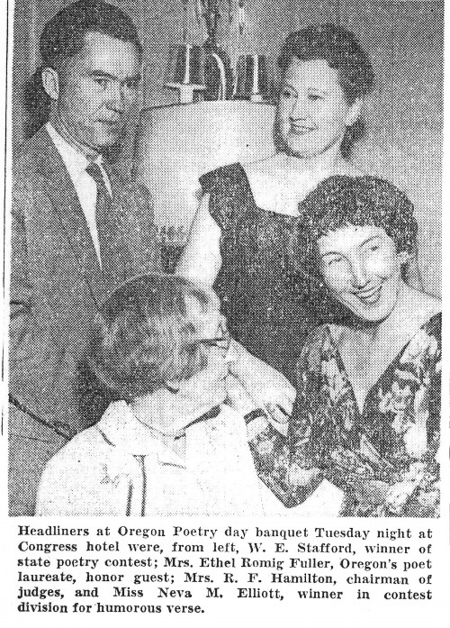 October 15, 1957: Neva Elliott winner for the humorous poem.